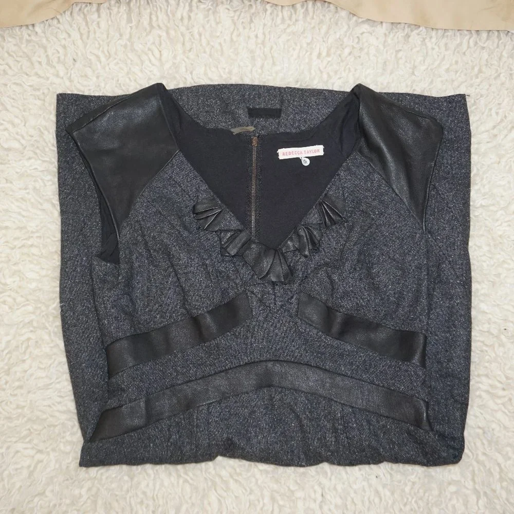 Rebecca Taylor Lamb Trim Silk/Wool Tweed Dress 6 - Picture 11 of 15